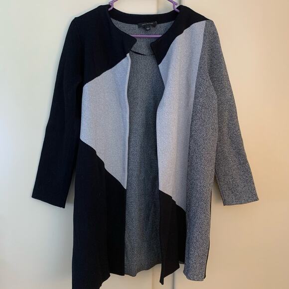 Ann Taylor Womens Longline Color Block Cardigan Size Small Lagenlook Open Front - Picture 2 of 9